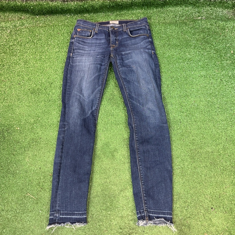 Hudson Jeans Womens‎ Sz 24 Crop Raw Hem Low Rise Stretch Dark Wash